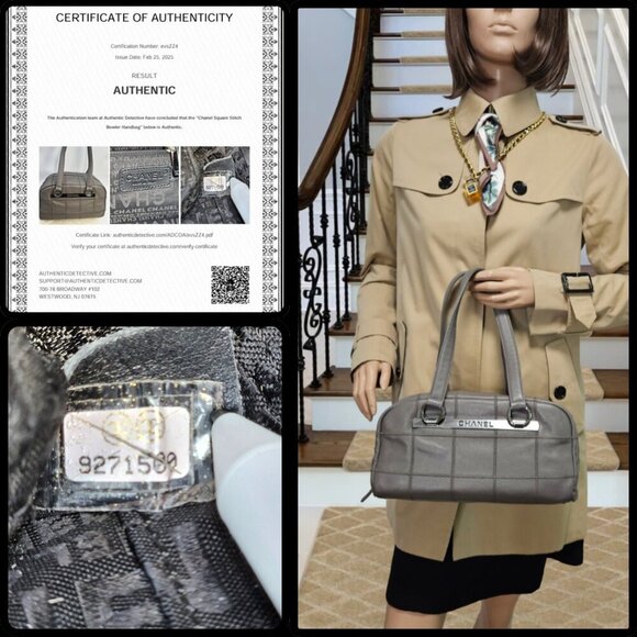 Chanel  Caviar Square Stitched Bowler Handbag - Picture 9 of 17